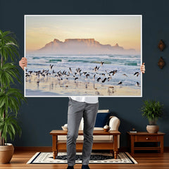 Seagulls Over Ocean Wall Art Canvas Print – Coastal Beach