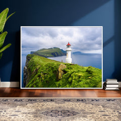 Coastal Lighthouse Wall Art Canvas Print, Cliffside Ocean