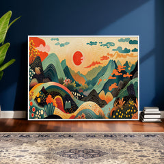 Yayoi Kusama Boho Mountain Landscape Large Wall Art,