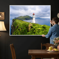 Coastal Lighthouse Wall Art Canvas Print, Cliffside Ocean
