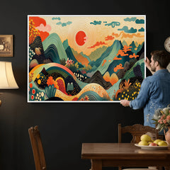 Yayoi Kusama Boho Mountain Landscape Large Wall Art,