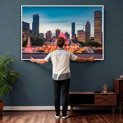 Chicago Wall Art Canvas Print - Chicago City Downtown Night
