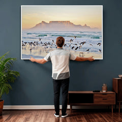 Seagulls Over Ocean Wall Art Canvas Print – Coastal Beach