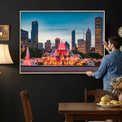 Chicago Wall Art Canvas Print - Chicago City Downtown Night