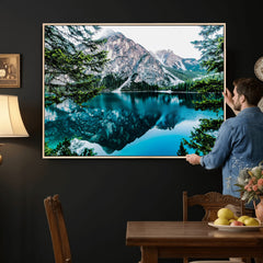 Alpine Mountain Lake Wall Art Canvas Print – Turquoise