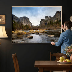 Yosemite Valley Mountain Landscape Wall Art Canvas Print,