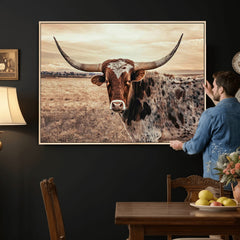 Texas Longhorn Wall Art Canvas Print – Western Cattle Ranch