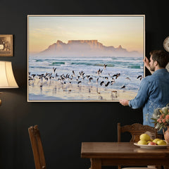 Seagulls Over Ocean Wall Art Canvas Print – Coastal Beach