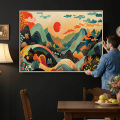 Yayoi Kusama Boho Mountain Landscape Large Wall Art,