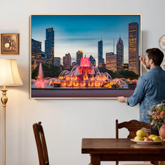 Chicago Wall Art Canvas Print - Chicago City Downtown Night