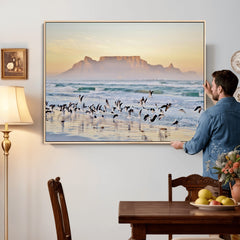 Seagulls Over Ocean Wall Art Canvas Print – Coastal Beach