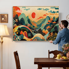Yayoi Kusama Boho Mountain Landscape Large Wall Art,