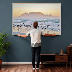 Seagulls Over Ocean Wall Art Canvas Print – Coastal Beach