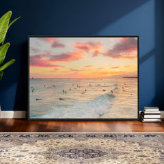Sunset Beach Wall Art Canvas Print – Soft Coastal