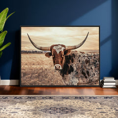 Texas Longhorn Wall Art Canvas Print – Western Cattle Ranch