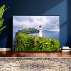 Coastal Lighthouse Wall Art Canvas Print, Cliffside Ocean