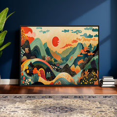 Yayoi Kusama Boho Mountain Landscape Large Wall Art,
