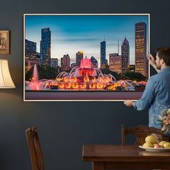 Chicago Wall Art Canvas Print - Chicago City Downtown Night