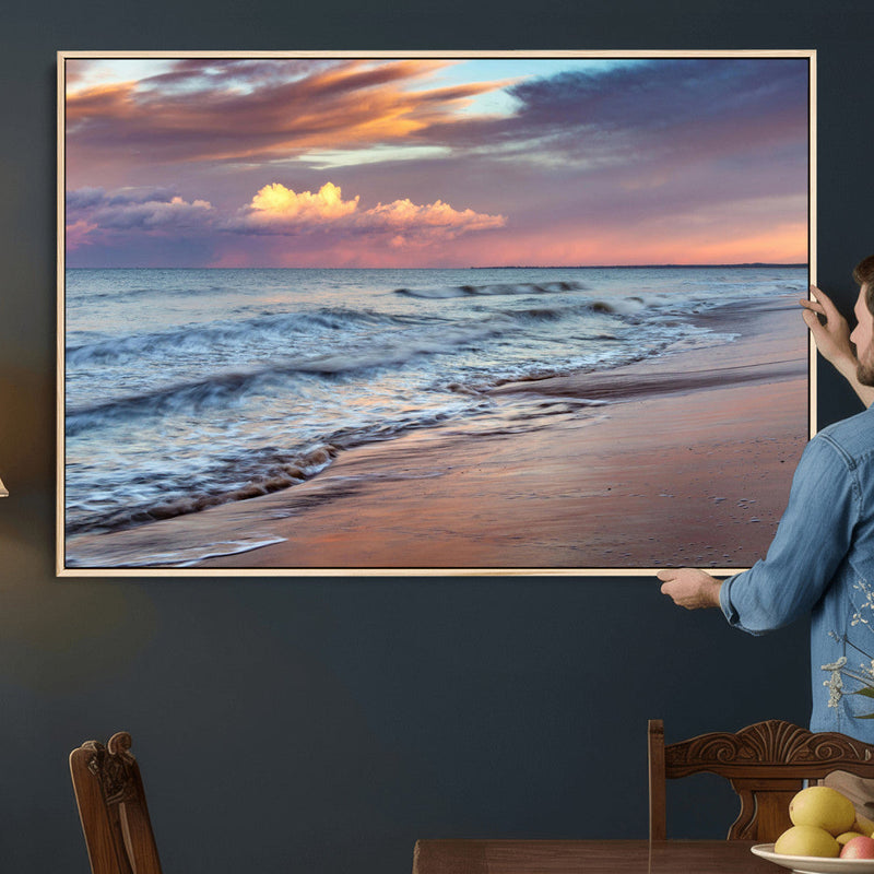 Ocean Sunset Wall Art Canvas Print – Coastal Beach