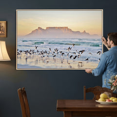 Seagulls Over Ocean Wall Art Canvas Print – Coastal Beach