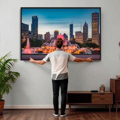 Chicago Wall Art Canvas Print - Chicago City Downtown Night