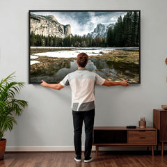 Yosemite Valley Mountain Wall Art Canvas Print, Granite