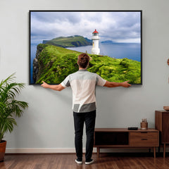 Coastal Lighthouse Wall Art Canvas Print, Cliffside Ocean