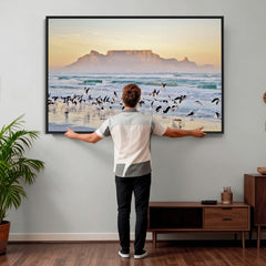 Seagulls Over Ocean Wall Art Canvas Print – Coastal Beach