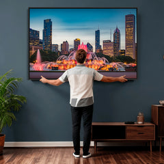Chicago Wall Art Canvas Print - Chicago City Downtown Night