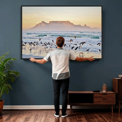 Seagulls Over Ocean Wall Art Canvas Print – Coastal Beach