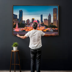Chicago Wall Art Canvas Print - Chicago City Downtown Night