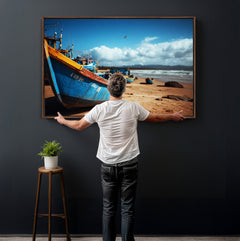Fishing Boats Wall Art Canvas Print, Coastal Boat Beach