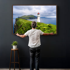 Coastal Lighthouse Wall Art Canvas Print, Cliffside Ocean