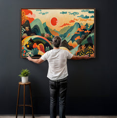Yayoi Kusama Boho Mountain Landscape Large Wall Art,