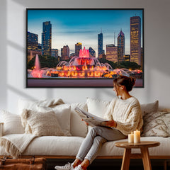 Chicago Wall Art Canvas Print - Chicago City Downtown Night