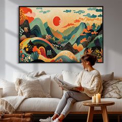 Yayoi Kusama Boho Mountain Landscape Large Wall Art,