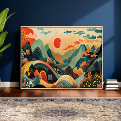 Yayoi Kusama Boho Mountain Landscape Large Wall Art,