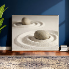 Zen Garden Stone Sand Canvas | Japanese Rock Garden Wall Art