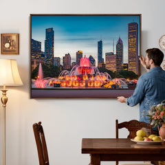 Chicago Wall Art Canvas Print - Chicago City Downtown Night