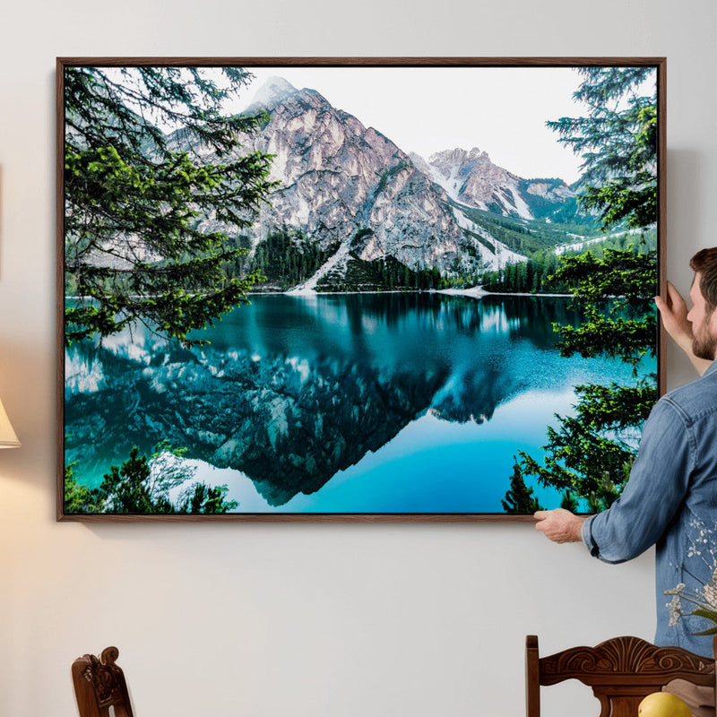 Alpine Mountain Lake Wall Art Canvas Print – Turquoise