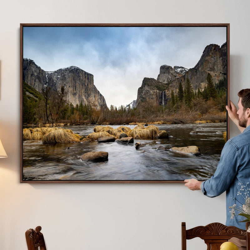 Yosemite Valley Mountain Landscape Wall Art Canvas Print,