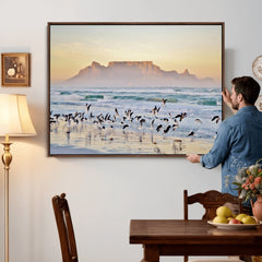 Seagulls Over Ocean Wall Art Canvas Print – Coastal Beach