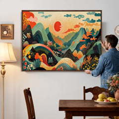 Yayoi Kusama Boho Mountain Landscape Large Wall Art,
