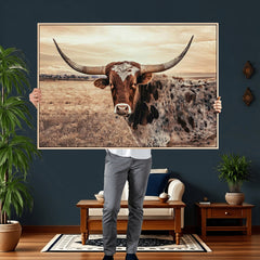 Texas Longhorn Wall Art Canvas Print – Western Cattle Ranch