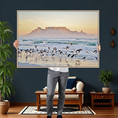 Seagulls Over Ocean Wall Art Canvas Print – Coastal Beach