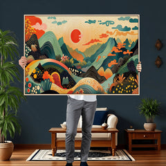 Yayoi Kusama Boho Mountain Landscape Large Wall Art,