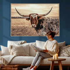 Texas Longhorn Wall Art Canvas Print – Western Cattle Ranch