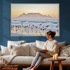 Seagulls Over Ocean Wall Art Canvas Print – Coastal Beach