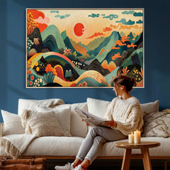 Yayoi Kusama Boho Mountain Landscape Large Wall Art,