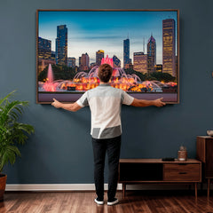 Chicago Wall Art Canvas Print - Chicago City Downtown Night